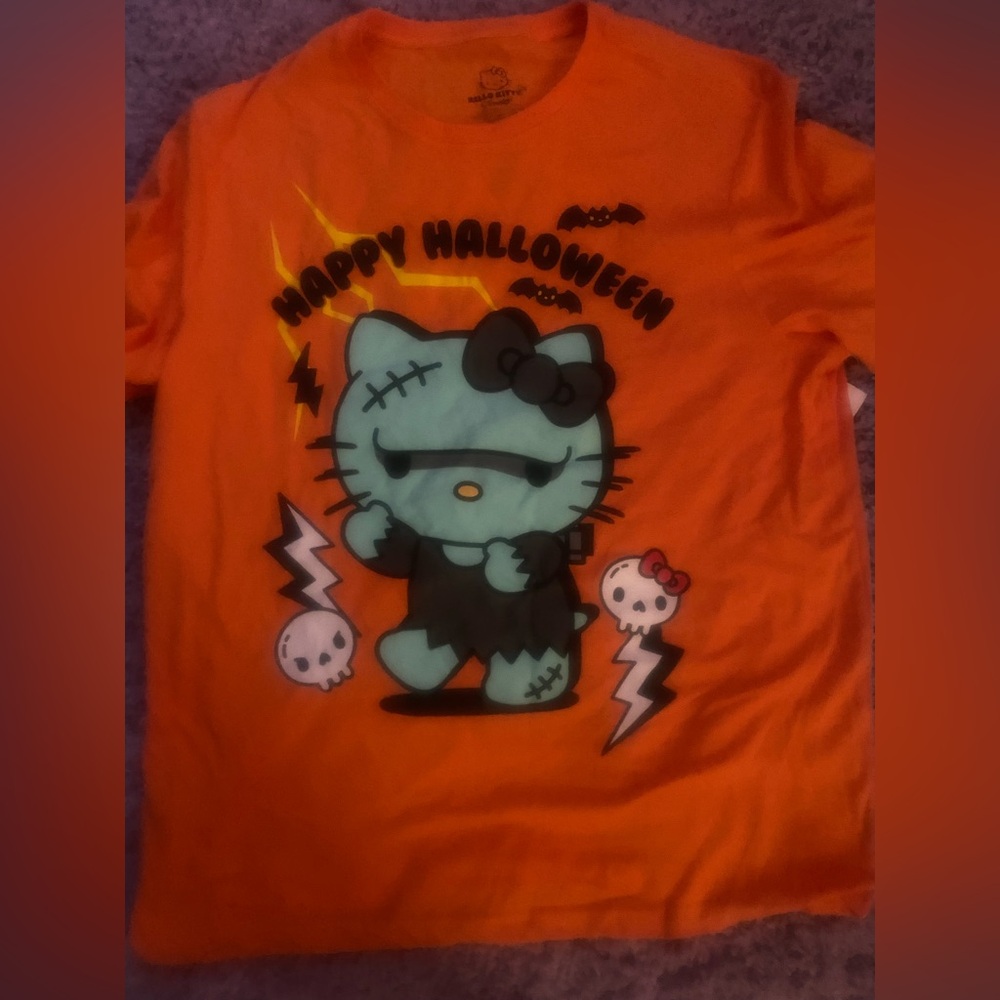 Hello Kitty Halloween T-Shirt - Orange and Black XL
